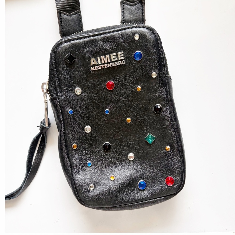 Aimee Kestenberg Leather Jeweled Stadium Crossbody Bag - Picture 2 of 7